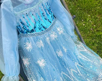Elsa Princess Dress: Sequin Snow Queen Costume (3T-10T) Velvet