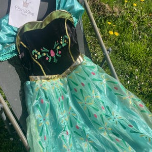 Vestido de princesa Anna – Vestido verde inspirado en Frozen para niñas de 2 a 10 años – Atuendo para fiestas de cumpleaños, Halloween y Navidad