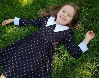 Vestito di Halloween per bambine - Costume gotico per neonate - Abito a maniche lunghe con stampa floreale scura 3T-12T