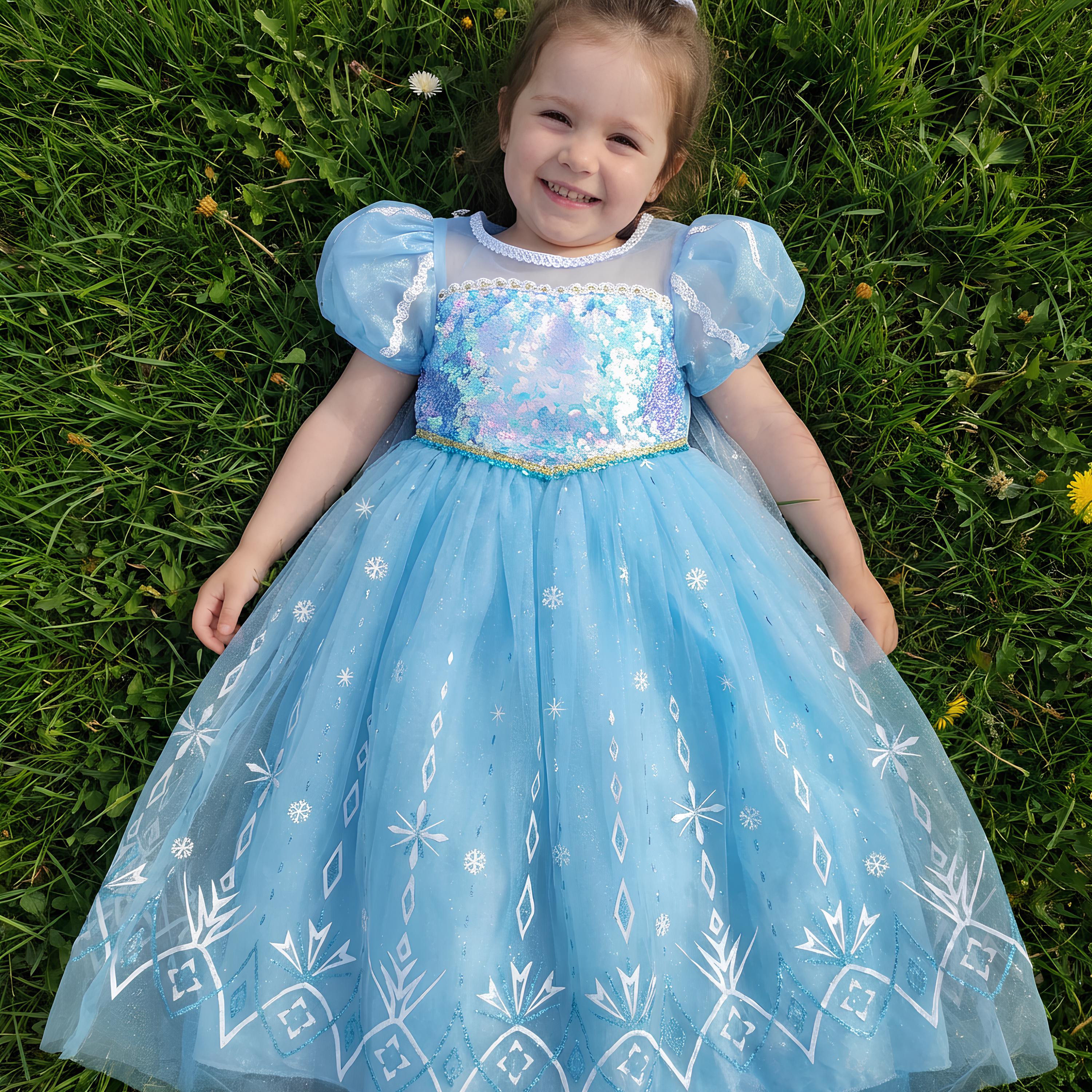 Elsa Dress for Girls  Blue Frozen Princess Costume for Toddlers - Etsy  Israel