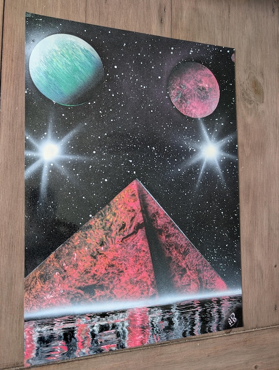 Space Pyramid - Spray Paint Art - Etsy