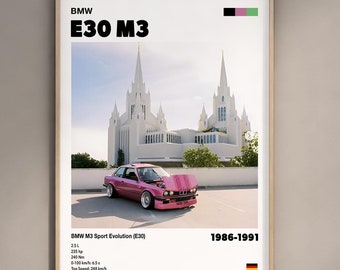Póster del BMW E30 M3: Decoración para habitación infantil (Descarga digital)