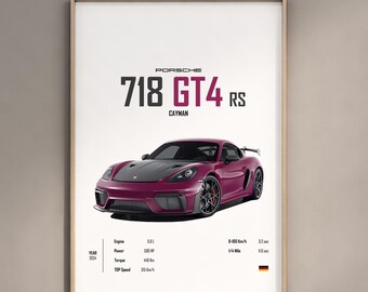 Porsche Cayman Ruby Star Poster: German Car Decor (Digital Download)