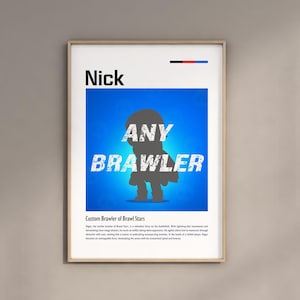 Custom Brawl Stars Game Brawler Kids Room Poster | Custom Hero Silhouette (Digital Download)