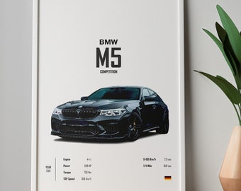 BMW M5 F90 Commitment Car Poster: Automobile Wandkunst (Digitaler Download)