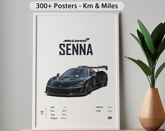 Digital Poster McLaren Senna Km & Mi Car Poster Download Prints Wall Kids Boys Husband Room Decor Children Home Office Nursery Gift Friend