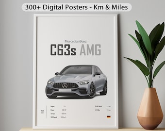 Ilustración del Mercedes C63 AMG: Arte mural automotriz (descarga digital)