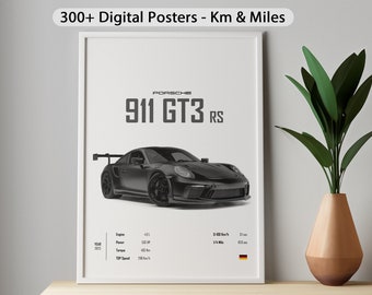 Póster del Porsche 911 GT3 RS: Decoración para la habitación infantil (Impresión digital)