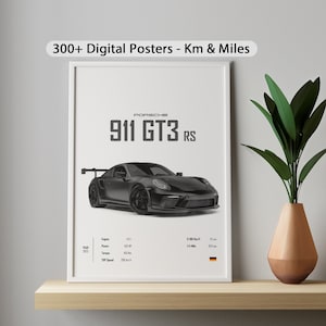 Póster de coche Porsche GT3 RS, impresiones digitales, decoración de pared para habitación de niños, coches alemanes, decoración para el hogar, la oficina, la guardería, regalo para él