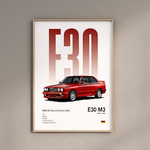 BMW E30 M3 Car poster Printabel Poster Prints Wall Kids Boys Room Decor Children Home Office Nursery Decor Dorm Gift for Him