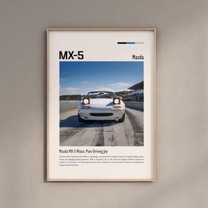 マツダ MX5 カーポスタープリント 1994 1990 ウォールアート 子供 男の子 JDM 車 日本 部屋 デジタル装飾 子供 自宅 オフィス 保育園 誕生日 ギフト