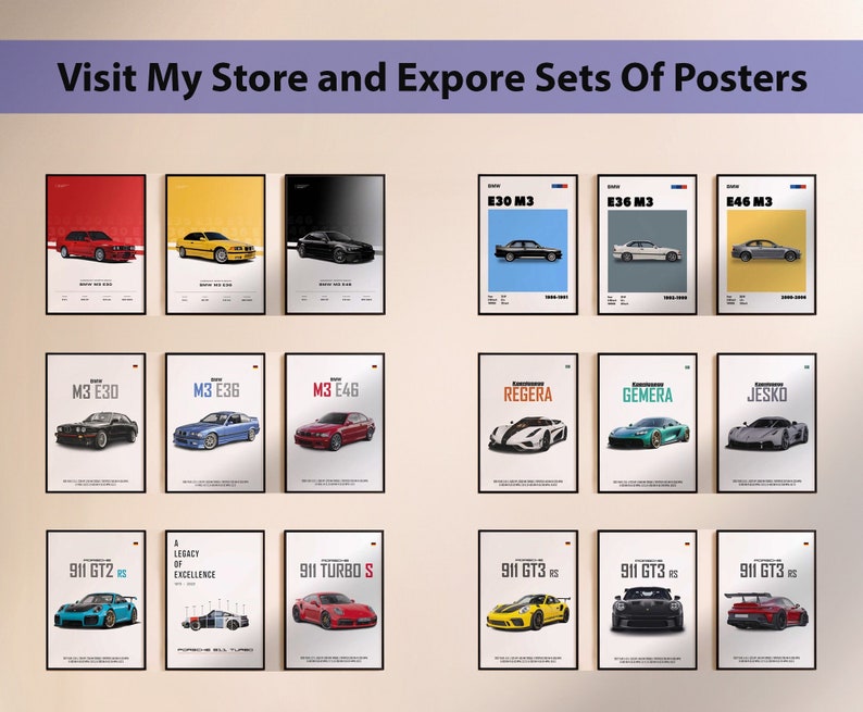Porsche 911 Evolution Car Poster: Kids Room Decor (Digital Download) image 7