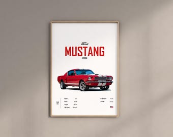 Ford Mustang GT350 Car Poster, Muscle Car Wall Art (Digital Print)