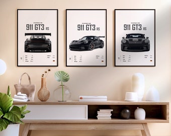 Póster del Porsche 911 GT3 RS: Decoración para habitación de niño (Descarga digital)