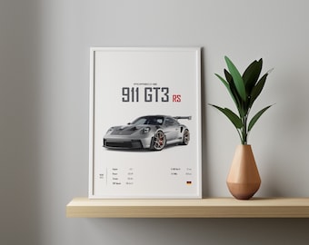 Póster del Porsche 911 GT3 RS: Decoración para la habitación infantil (Impresión digital)