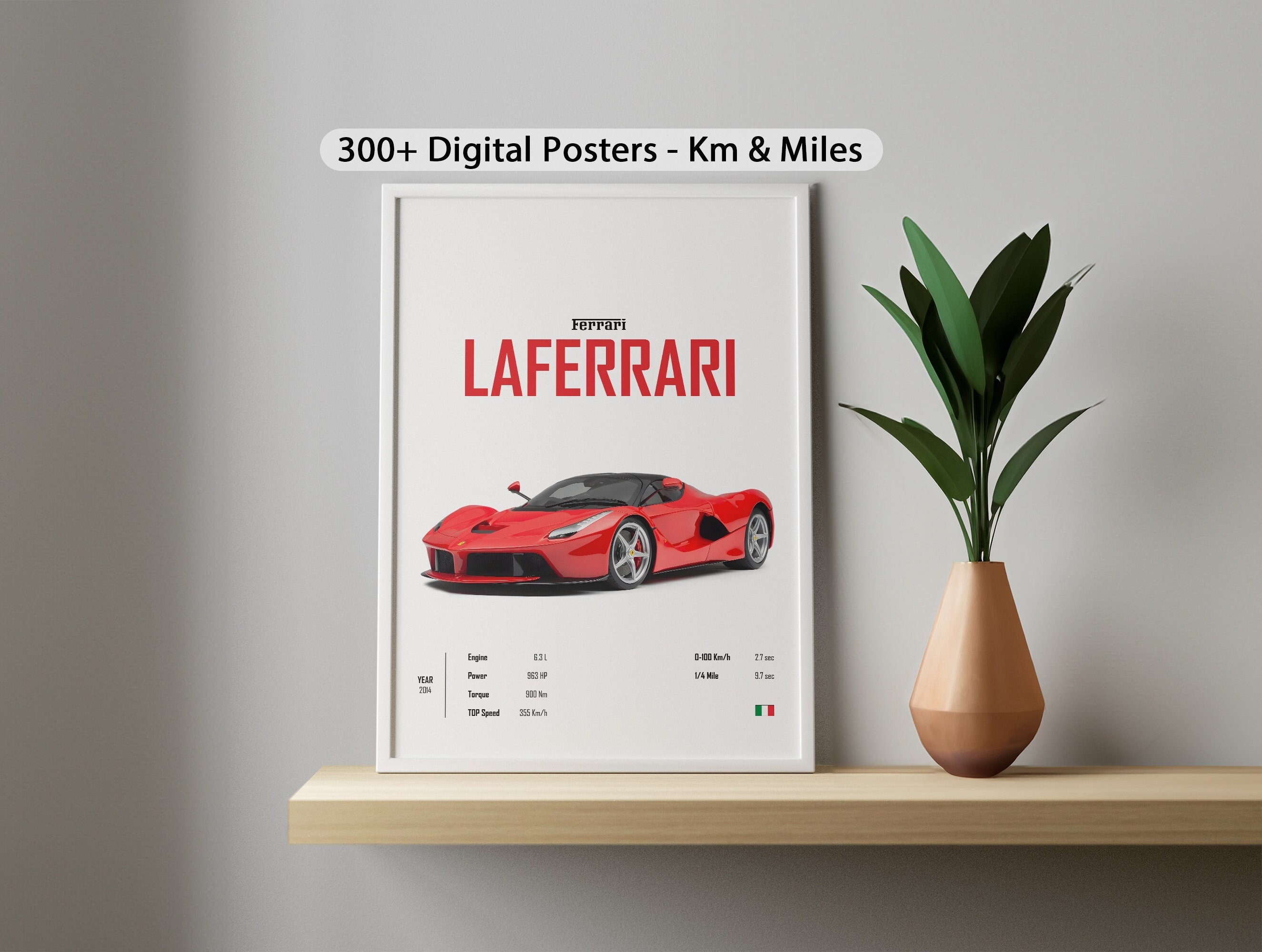 Laferrari Car Poster: Supercar Wall Art, Kids Room Decor (digital