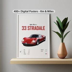 Poster Alfa Romeo 33 Stradale Digital PosterCar Prints Wall Decor Kids Boys Room Home Office birthday Gift for Him Boyfriend Husband Friend