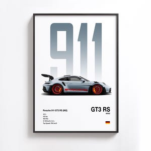 プリントポスター ポルシェ GT3 RS カーポスター 印刷可能ポスタープリント 壁 子供部屋 男の子部屋 ドイツ車 装飾 子供 自宅 オフィス 保育園 装飾 寮