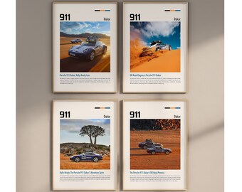 Porsche 911 Dakar Car Poster Prints - Set of 4 (Digital Download)
