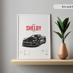 Shelby Ford GT500 Muscle Car Poster Digital USA car Prints Wall Kids Boys Husband Room Decor Children Home Office Nursery Gift Friend