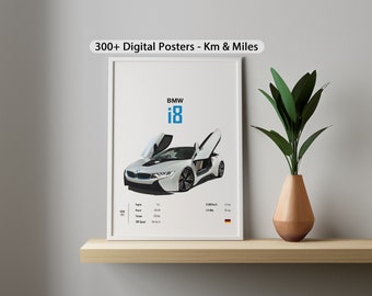 BMW i8 Car Poster: Automotive Wall Art (Digital Download)