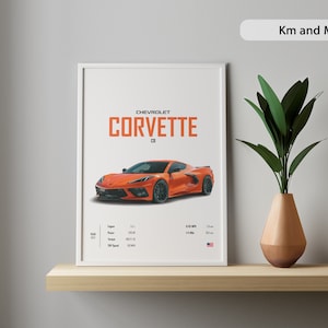 Chevrolet Corvette C8 poster 2022 Car Digital Prints Wall Art Kids Boys Room Decor Home Office Children Nursery birthdays for Him Gift