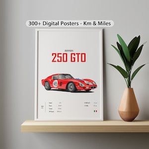 フェラーリ 250 GTO 1964 カーポスタープリント ウォールアート 子供 男の子 夫の部屋 デジタル装飾 子供 自宅 オフィス 保育園 誕生日 ギフト 彼