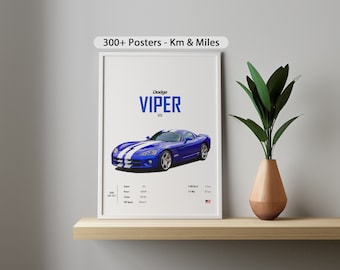 Dodge Viper GTS Poster: Car Illustration, Kids Room Decor (Digital Download)