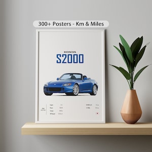 Póster del Honda S2000: Ilustración de coche JDM, decoración para habitación infantil (descarga digital)