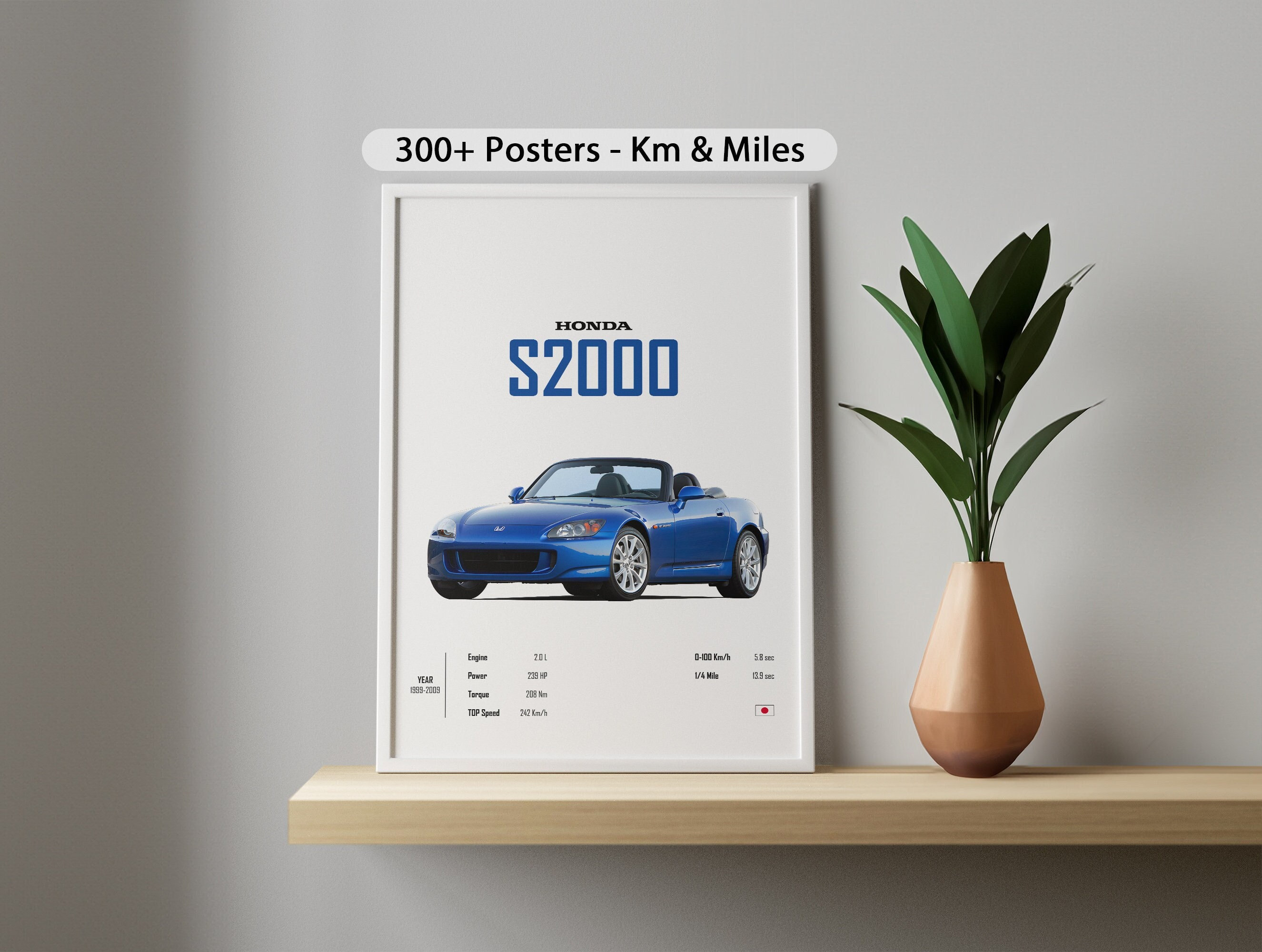 S2000 Poster Honda S2000 Car Poster: JDM Car Illustration, Kids Room Decor (digital ...