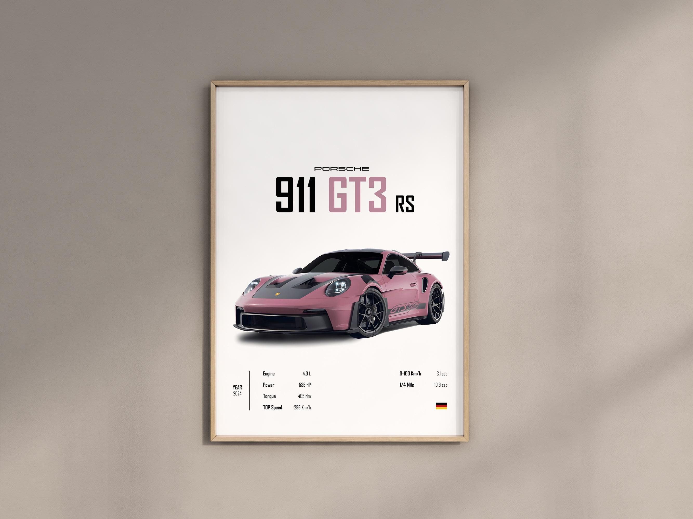 Pink Porsche GT3 RS Car Poster: Kids Room Decor (digital Print) - Etsy