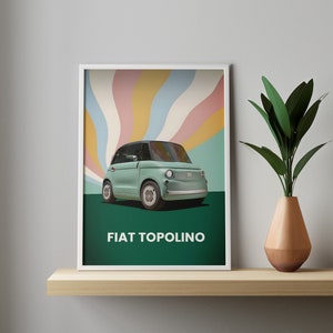 Fiat Topolino Car Poster: Kids Room Decor (Digital Print)