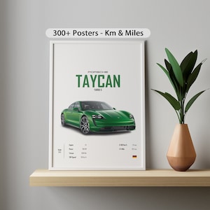 Porsche Taycan Turbo S 2023 Car poster Prints Wall Kids Boys Room German cars Decor Children Home Office Nursery Decor Dorm Gift for Him