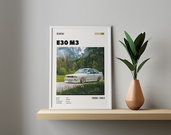 Póster del BMW E30 M3: Decoración para habitación infantil (Descarga digital)