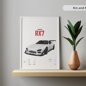 マツダ RX7 カーポスタープリント 2023 ウォールアート キッズ ボーイズ JDM 車 ジャパンルーム デジタル装飾 子供 自宅 オフィス 保育園 誕生日 ギフト