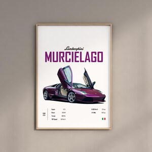 Poster Lambo Murcielago Lamborghini Km & Mi Car Poster Digital Download Wall Husband Room Decor Children Home Office Nursery Gift Friend
