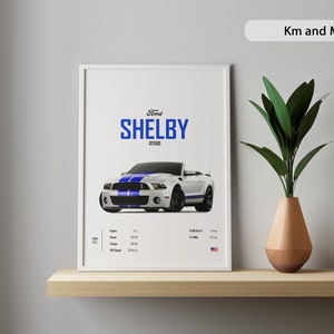 Poster Shelby Ford GT500 2007 KM & MI Muscle Car Poster Digital Prints Wall Kids Boys Husband Decor Children Home Office Nursery Gift Friend
