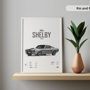 Poster Shelby Ford GT500 1979 KM & MI Muscle Car Poster Digital Prints Wall Kids Boys Husband Decor Children Home Office Nursery Gift Friend