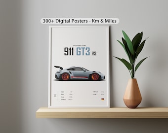 Impresión de póster del Porsche 911 GT3 RS: Decoración infantil (descarga digital)