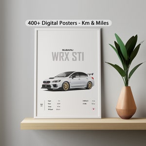 スバル WRX STI 2022 カーポスタープリント ウォールアート 子供 男の子 部屋用、日本車、JDM、子供用ホームオフィス保育園の装飾 寮のギフト