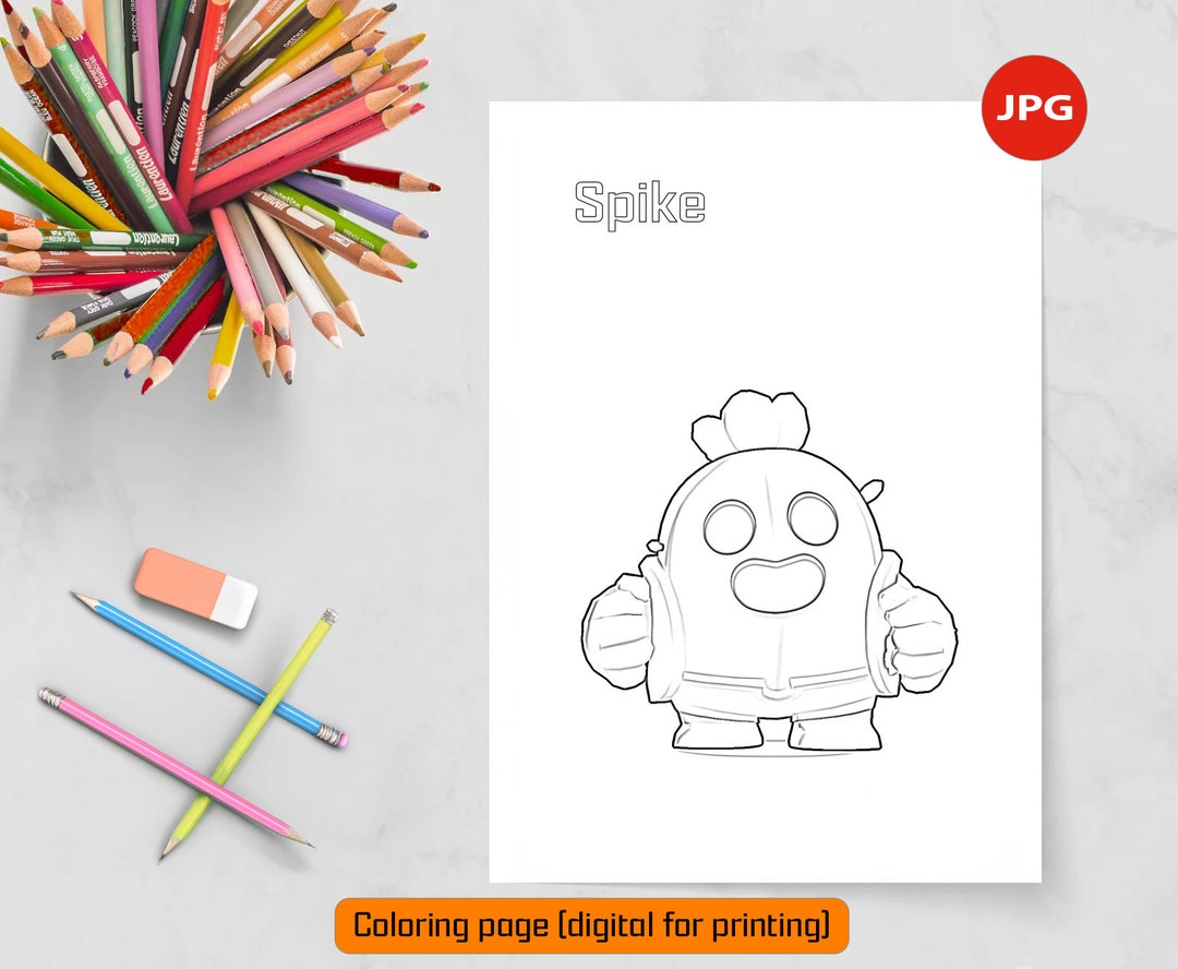 Spike Coloring Page Brawl Stars Digital Poster Brawl Stars Clipart ...
