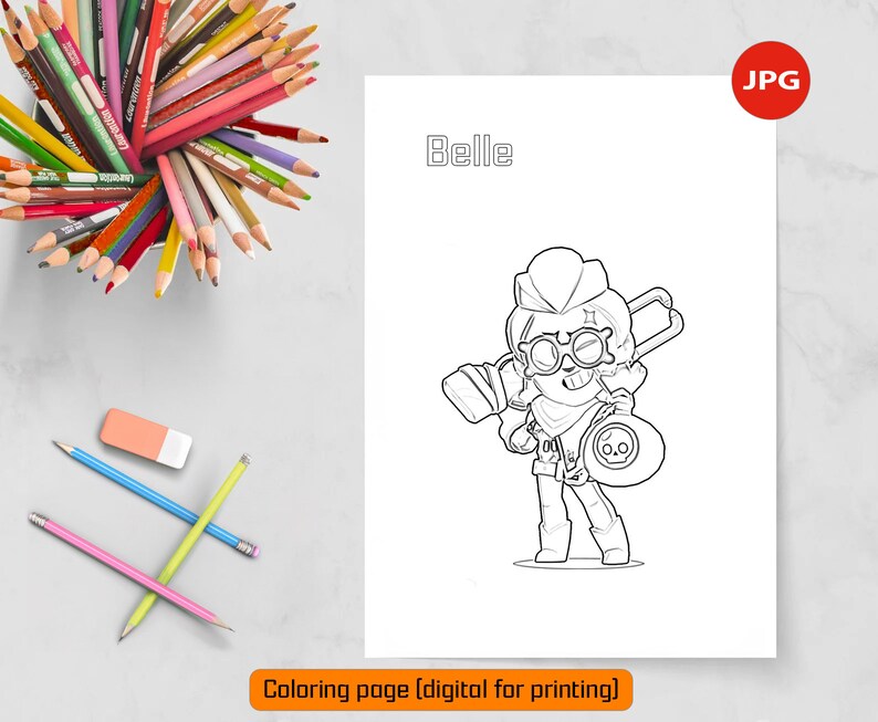 Belle Coloring Page Brawl Stars Digital Poster Brawl Stars Clipart ...