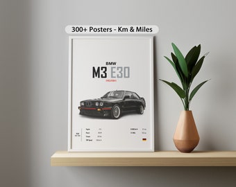 Póster del BMW E30 M3: Arte mural automotriz (descarga digital)