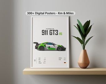 Lámina del Porsche 911 GT3 RS: Decoración infantil (descarga digital)