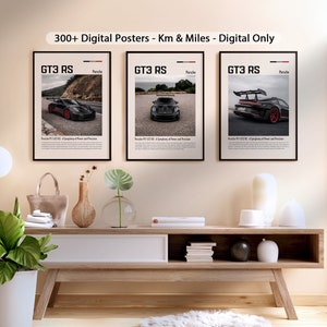 ポスター3枚セット ブラック ポルシェ 911 GT3 RS 2023 KM & MI カー デジタル ウォール 男の子の部屋の装飾 子供用 ホーム オフィス 装飾 寮 彼へのギフト