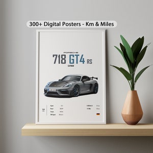 Porsche 718 GT4 RS Cayman Car Poster: Kids Room Decor (Digital Download)