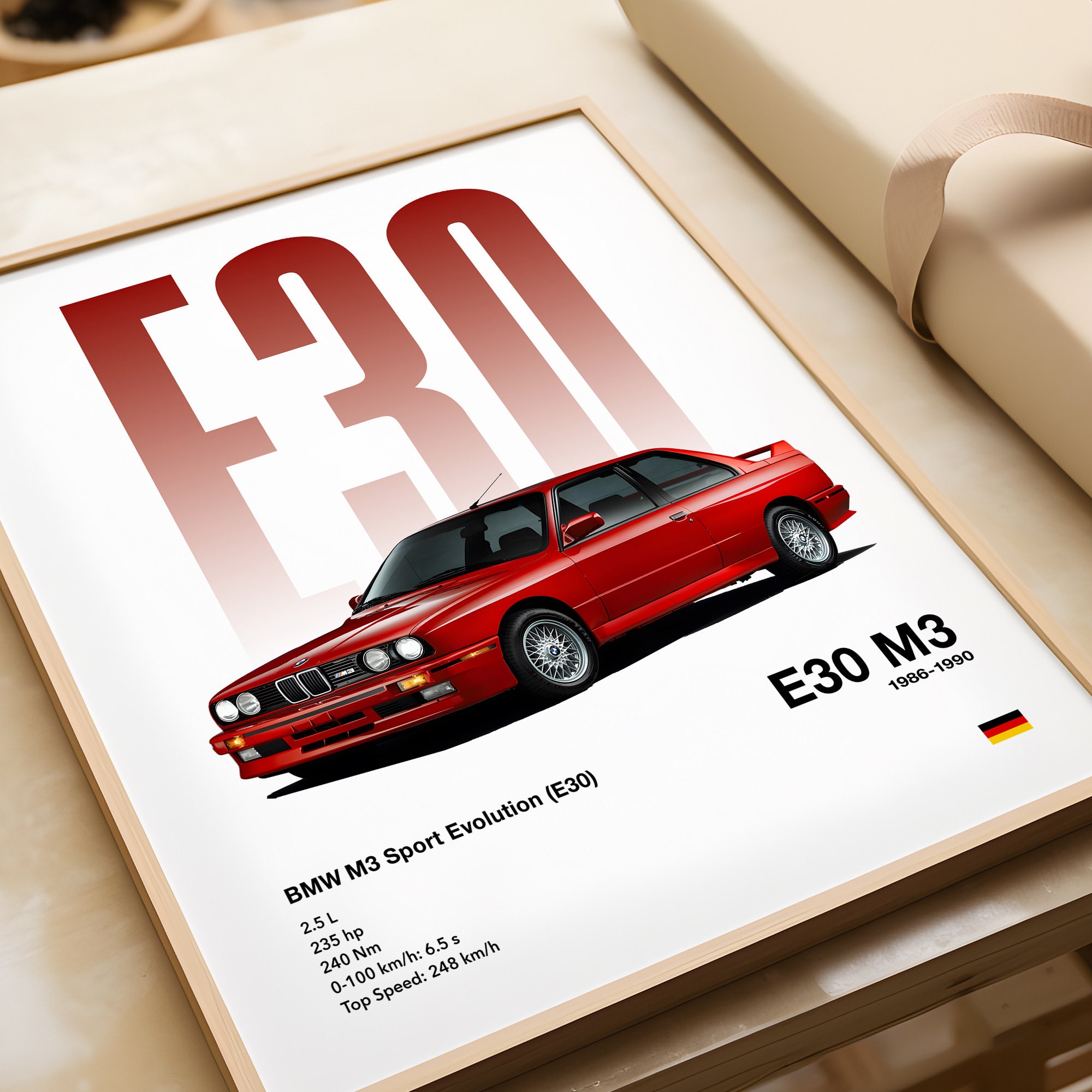 BMW E30 M3 Car Poster: Automotive Wall Art (printable) - Etsy