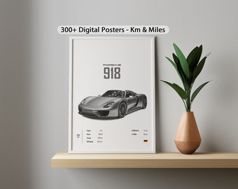 Póster del Porsche 918 para decoración infantil (descarga digital)