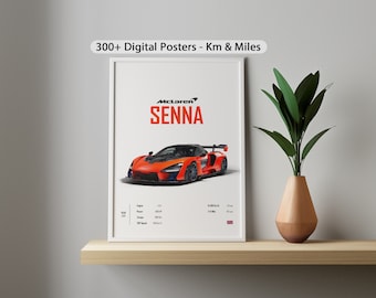 Digital Poster McLaren Senna Km & Mi Car Poster Download Prints Wall Kids Boys Husband Room Decor Children Home Office Nursery Gift Friend