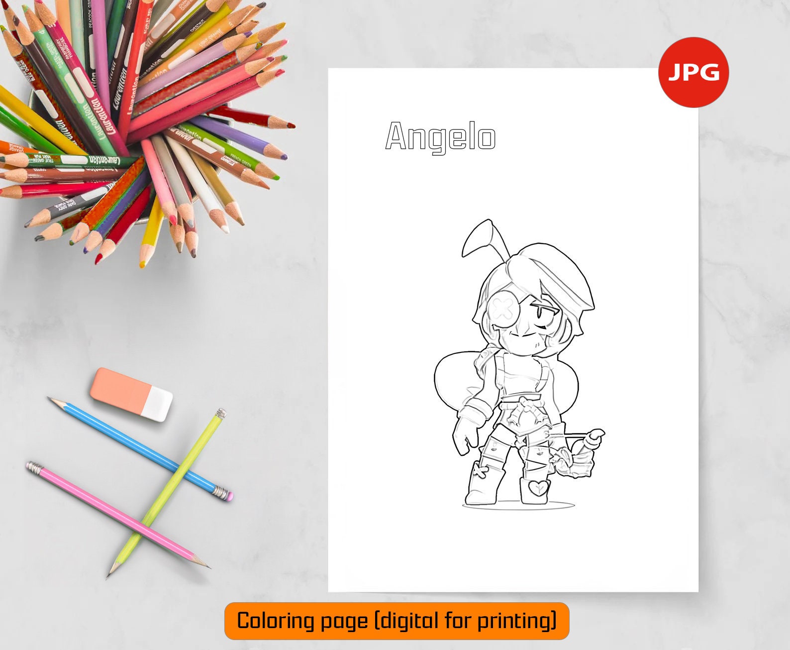 Angelo Coloring Page Brawl Stars Digital Poster Brawl Stars Clipart ...